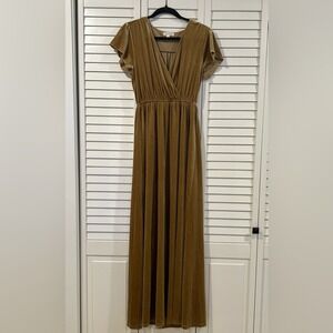 Shop Stevie Tan Shimmery Velvet Maxi Dress Size Small